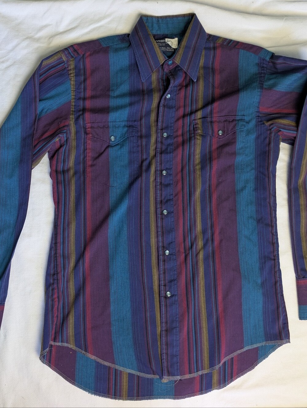 Vintage wrangler Long Sleeve Pearl Snap Teal Blue Medium